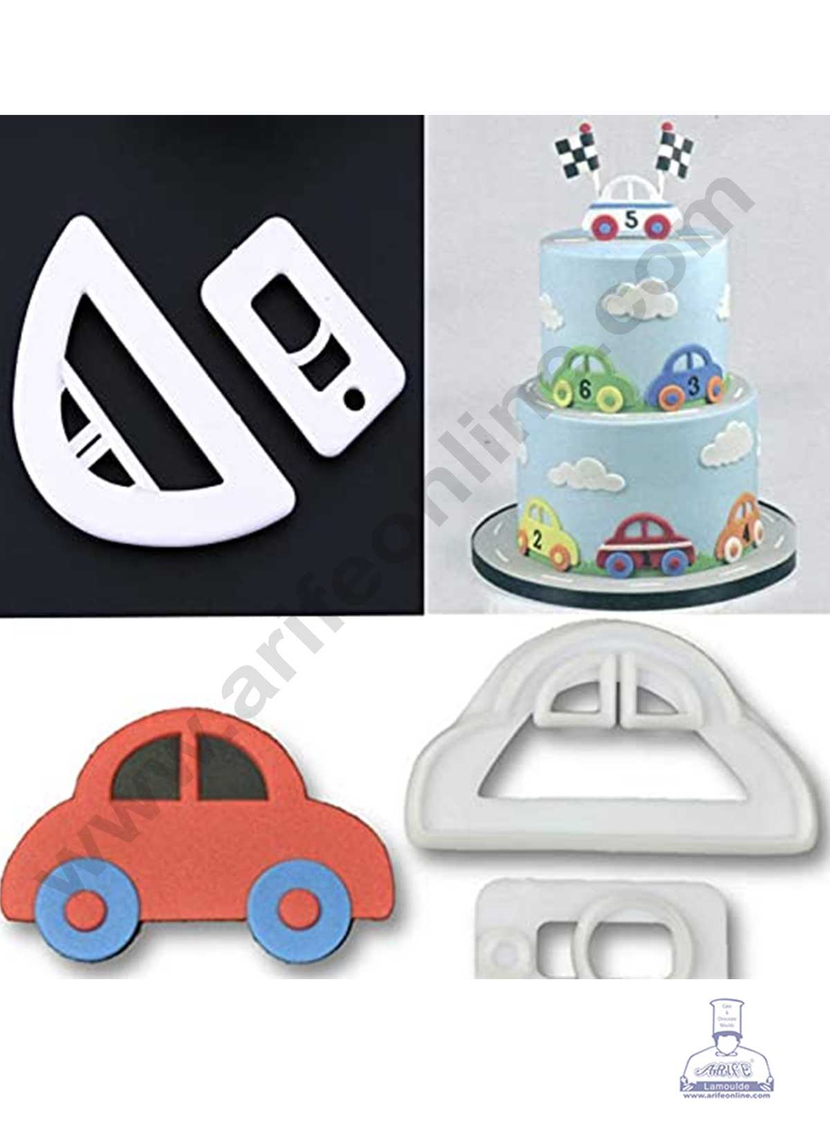 2 Pcs Cute Car Plastic Fondant Cutter Gumpaste Cutter  (MOQ 12 PCS) (ID)