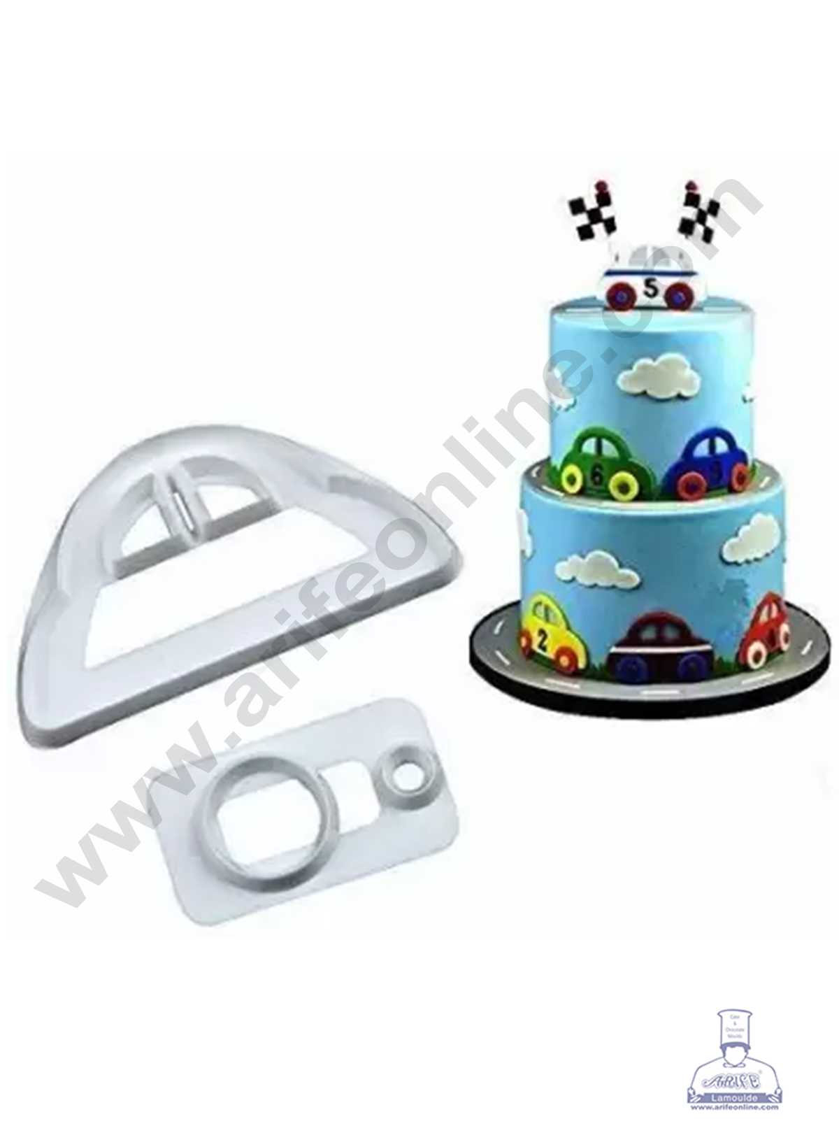 2 Pcs Cute Car Plastic Fondant Cutter Gumpaste Cutter  (MOQ 12 PCS) (ID)