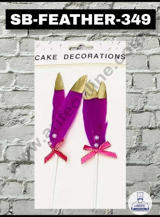 2pcs Pink Golden Feather Topper For Cake Decoration (SB-FEATHER-349-PG)  (MOQ 12 PCS) (FD)