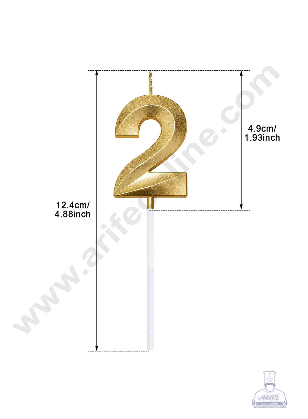 3D Birthday 2 Number Candle for Cake and Cupcake Decoration (1pc Pack)  (MOQ 12 PCK) (M.5)