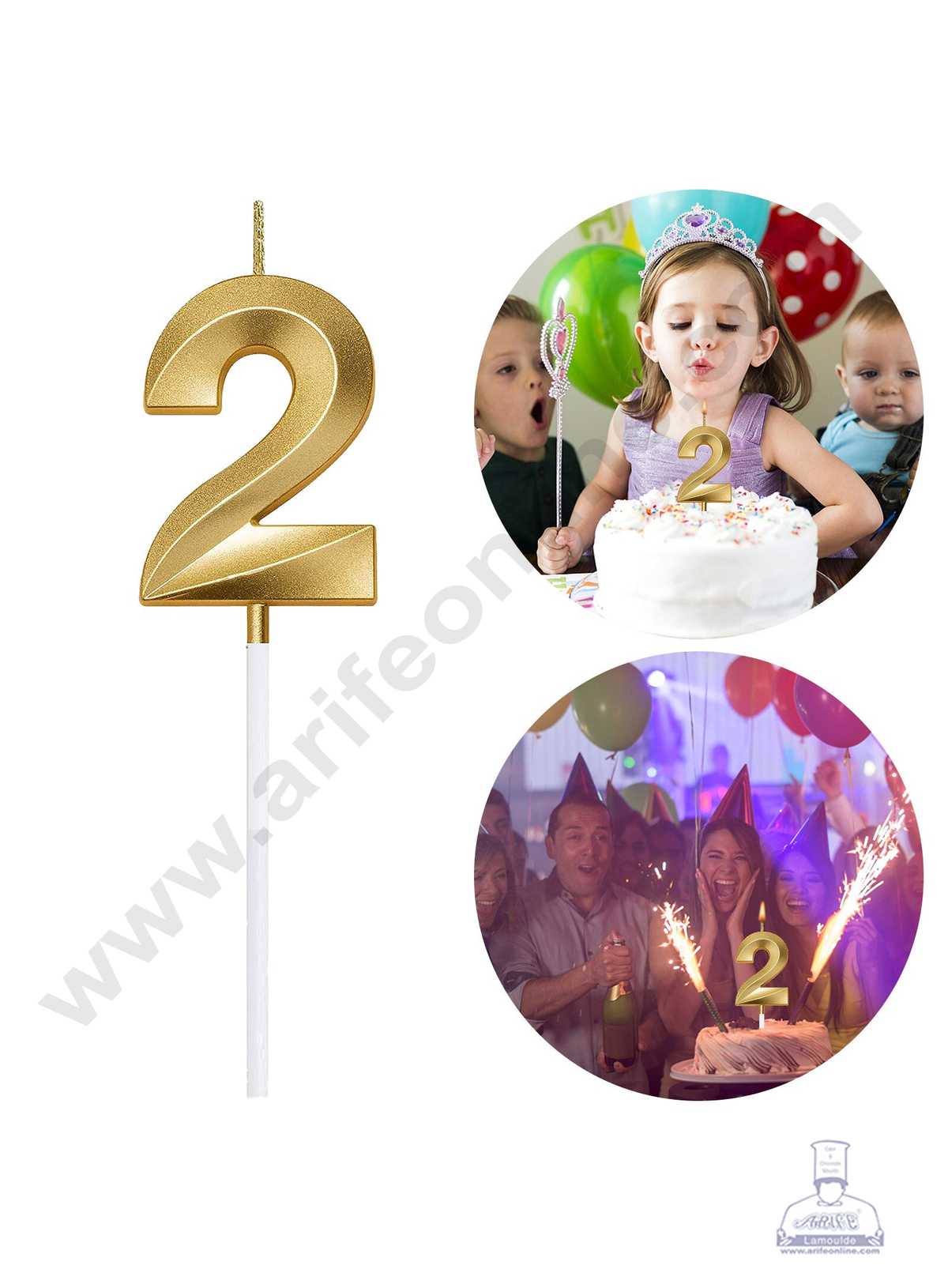 3D Birthday 2 Number Candle for Cake and Cupcake Decoration (1pc Pack)  (MOQ 12 PCK) (M.5)