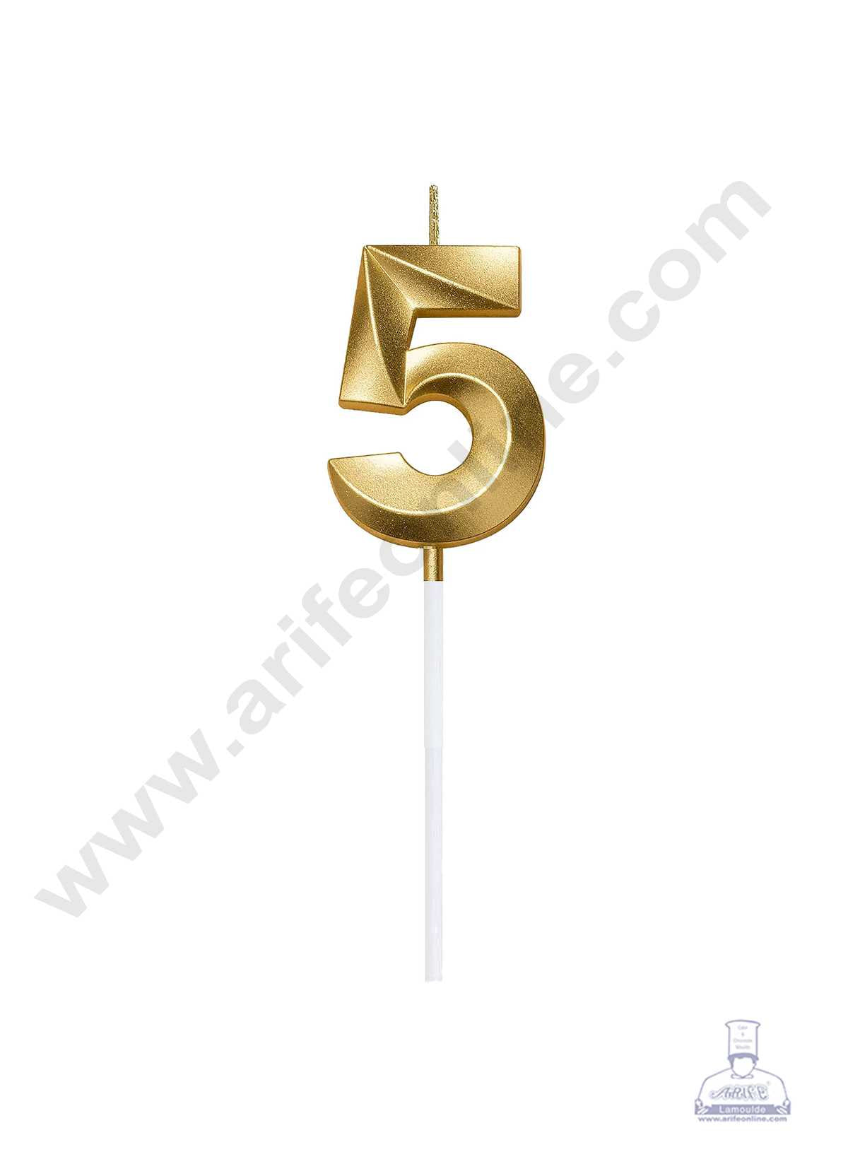 3D Birthday 5 Number Candle for Cake and Cupcake Decoration(1pc Pack) (MOQ 12 PCK) (M.5)