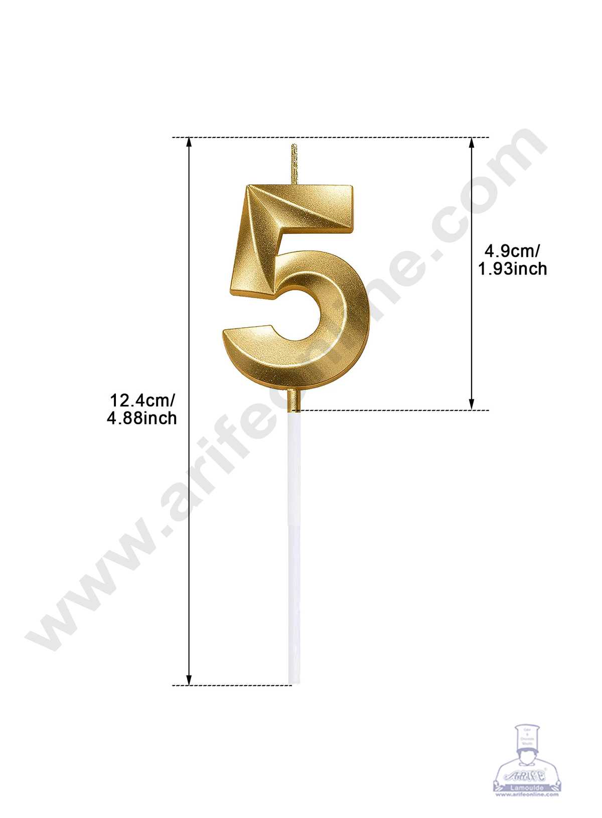 3D Birthday 5 Number Candle for Cake and Cupcake Decoration(1pc Pack) (MOQ 12 PCK) (M.5)