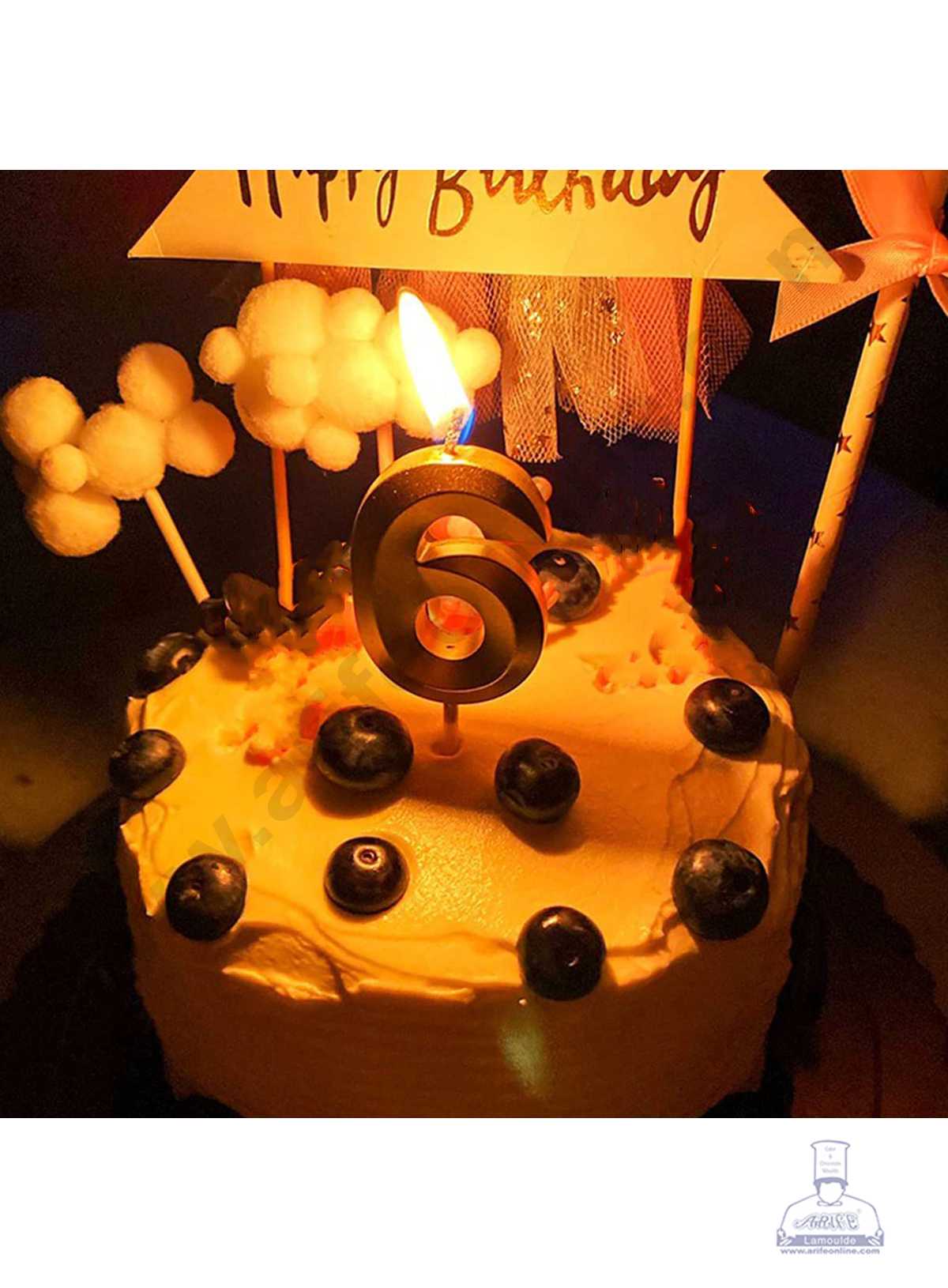 3D Birthday 6 Number Candle for Cake and Cupcake Decoration(1pc Pack)(MOQ 12 PCK) (M.5)