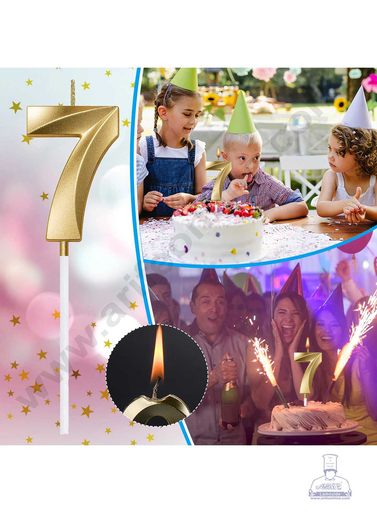 3D Birthday 7 Number Candle for Cake and Cupcake Decoration(1pc Pack)  (MOQ 12 PCK) (M.5)