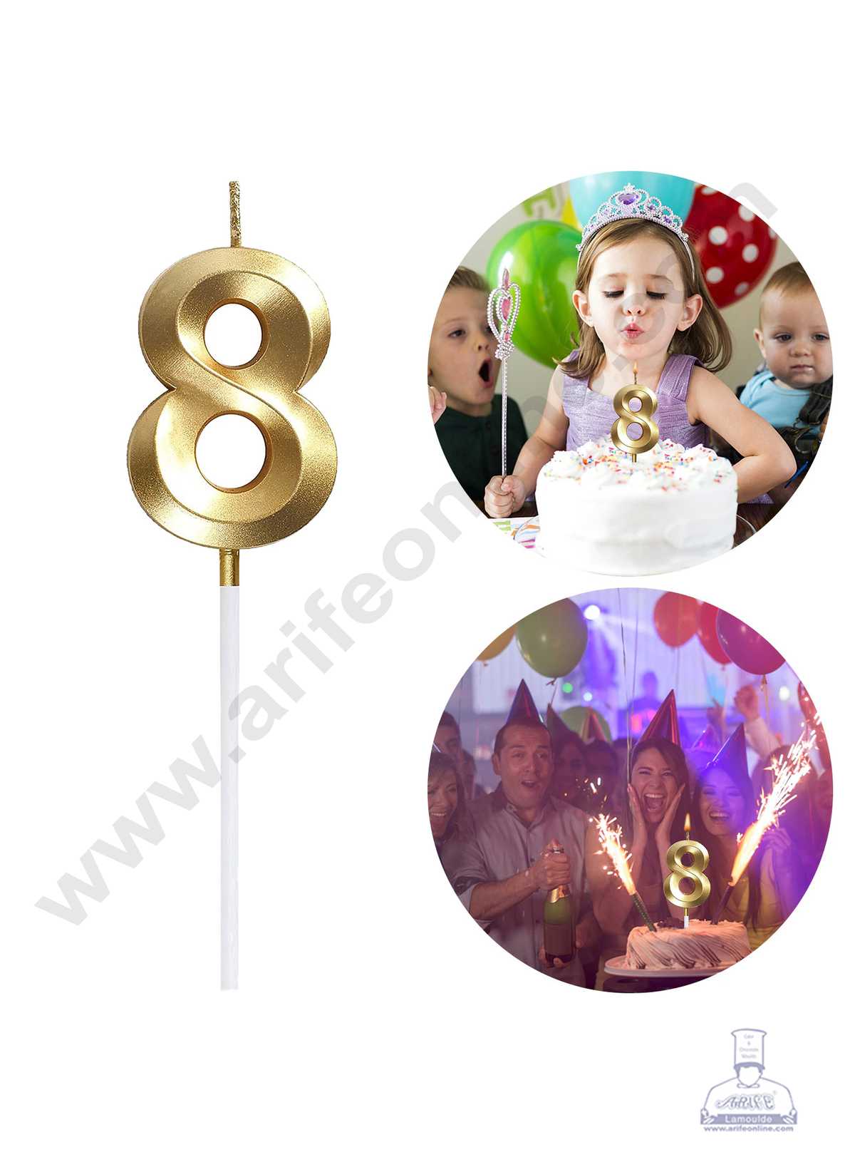 3D Birthday 8 Number Candle for Cake and Cupcake Decoration(1pc Pack) (MOQ 12 PCK) (M.5)
