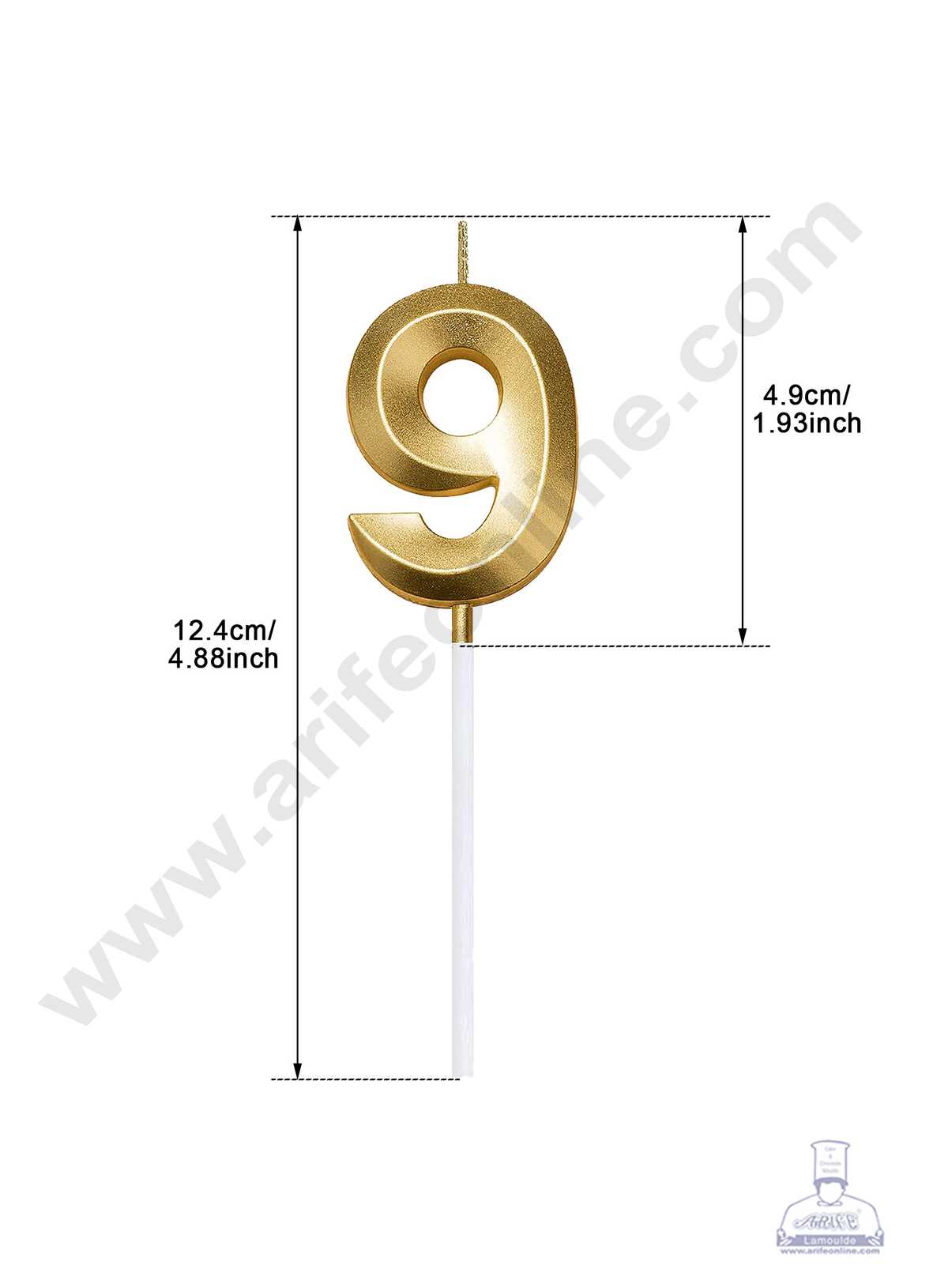 3D Birthday 9 Number Candle for Cake and Cupcake Decoration(1pc Pack) (MOQ 12 PCK) (M.5)