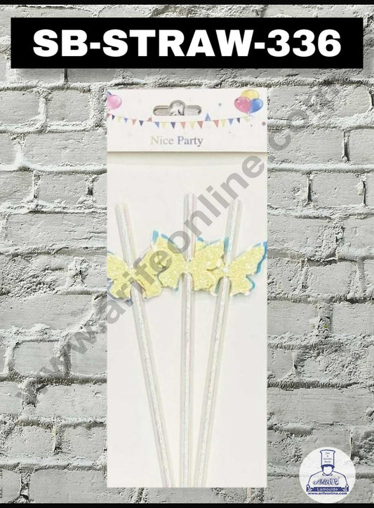 3pcs Dual Shade Yellow Blue Butterfly Straw Topper For Cake Decoration( SB-STRAW-336-YB )  (MOQ 12 PCS)  (ID)