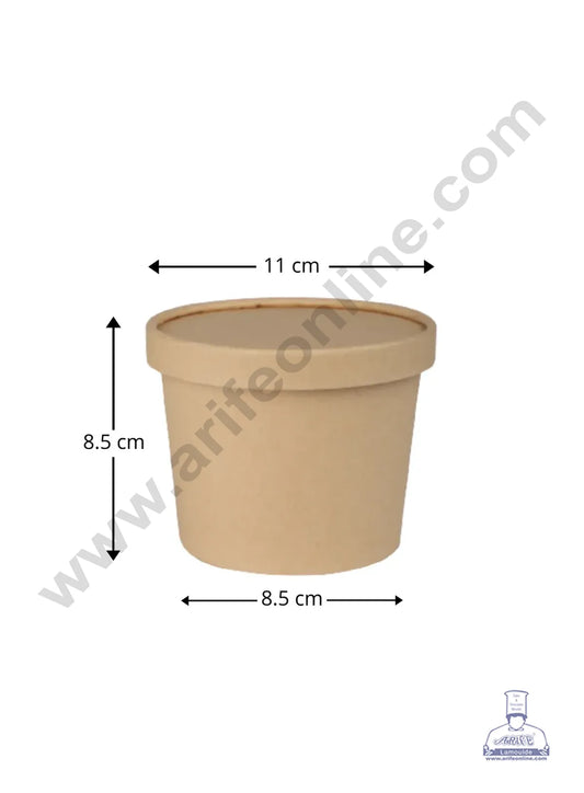 500ml Brown Kraft Paper Tub With Lid (MOQ 100 PCS)