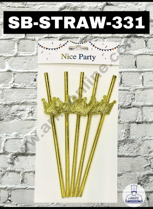 5pcs Golden Crown Straw Topper For Cake Decoration( SB-STRAW-331 ) (MOQ 12 PCS)  (ID)