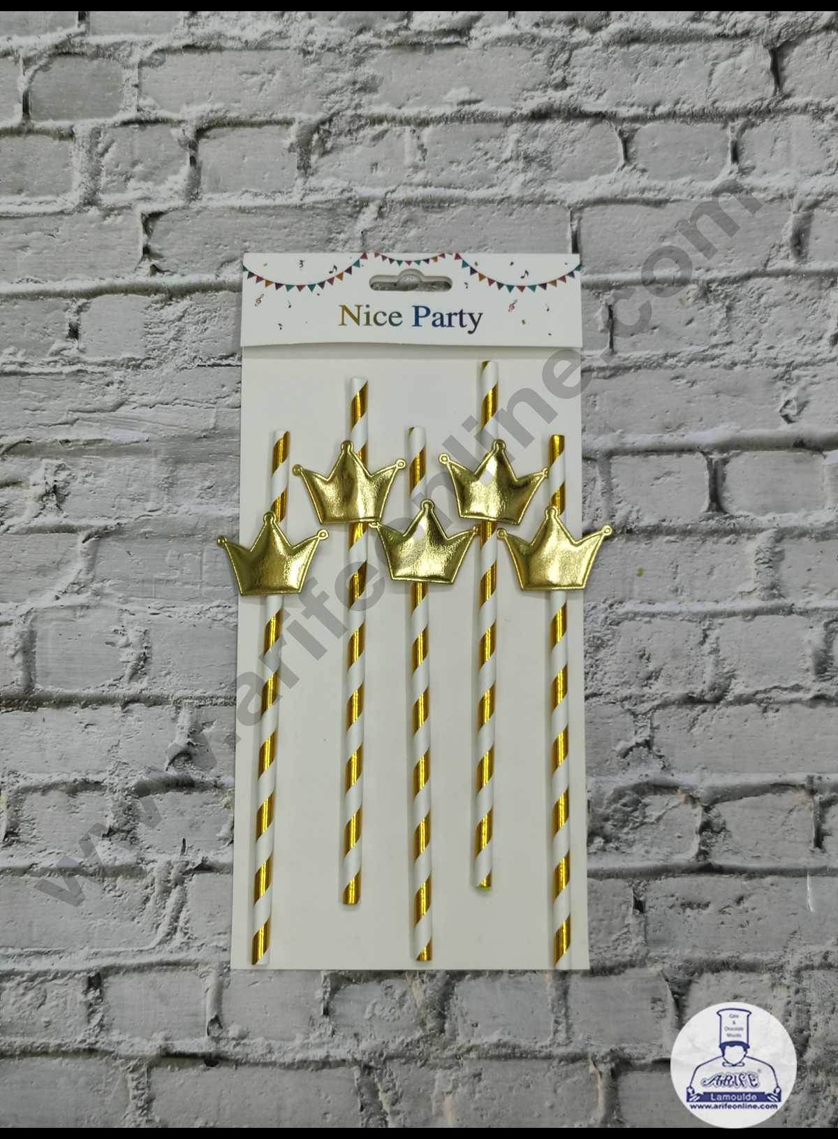 5pcs Golden Crown Straw Topper For Cake Decoration( SB-STRAW-343-CGolden )  (MOQ 12 PCS)  (ID)