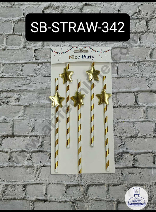 5pcs Golden Star Straw Topper For Cake Decoration( SB-STRAW-342-Golden ) (MOQ 12 PCS)