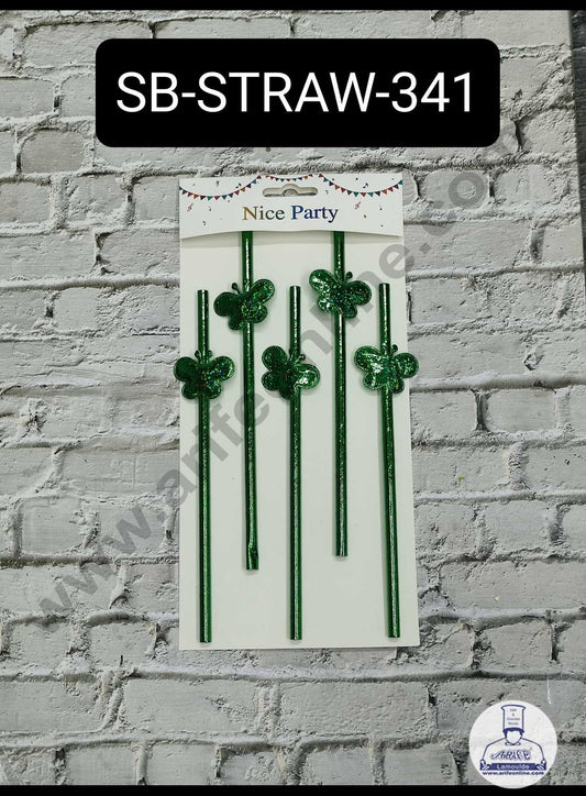 5pcs Green Butterfly Straw Topper For Cake Decoration( SB-STRAW-341-BGreen ) (MOQ 12 PCS)  (ID)