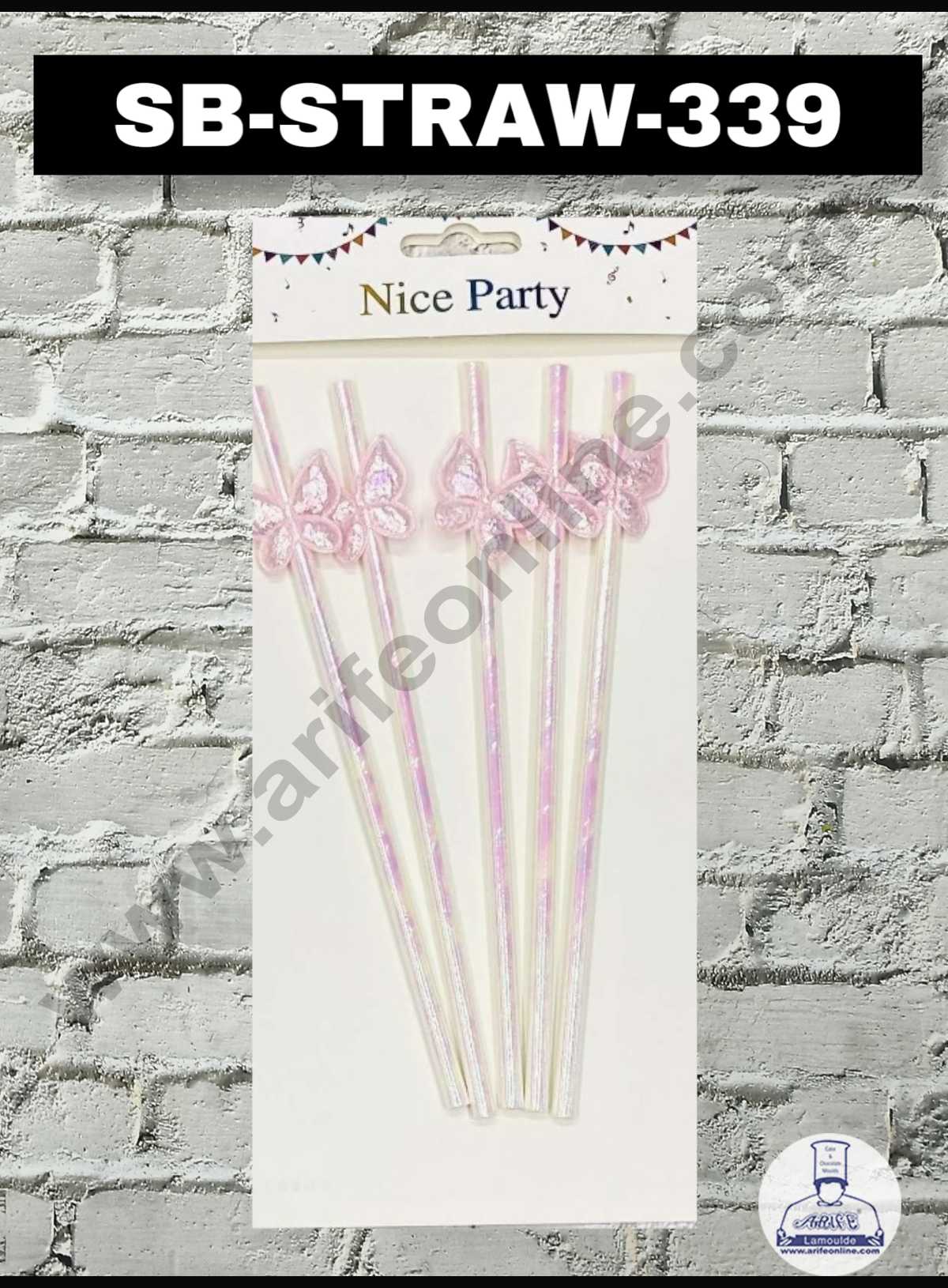 5pcs Pink Butterfly Straw Topper For Cake Decoration( SB-STRAW-339-Pink ) (MOQ 12 PCS)  (ID)