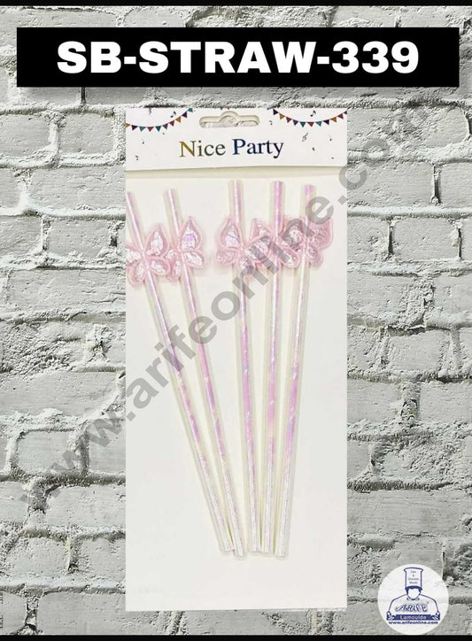 5pcs Pink Butterfly Straw Topper For Cake Decoration( SB-STRAW-339-Pink ) (MOQ 12 PCS)  (ID)