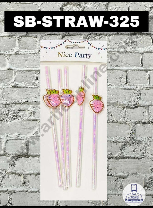 5pcs Strawberry  Straw Topper For Cake Decoration( SB-STRAW-325-Straw )  (MOQ 12 PCS)  (ID)