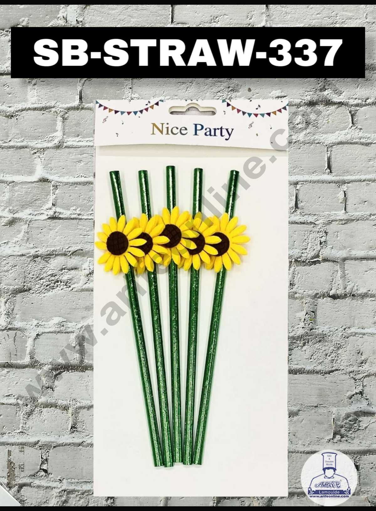 5pcs Yellow Sunflower Straw Topper For Cake Decoration( SB-STRAW-337-Yellow )  (MOQ 12 PCS)  (ID)