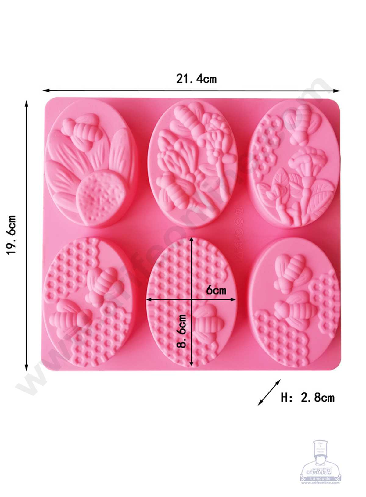 6 Cavity Oval Bee Honeycomb Design Silicone Moulds for Soaps and Chocolate Jelly Desserts Mould