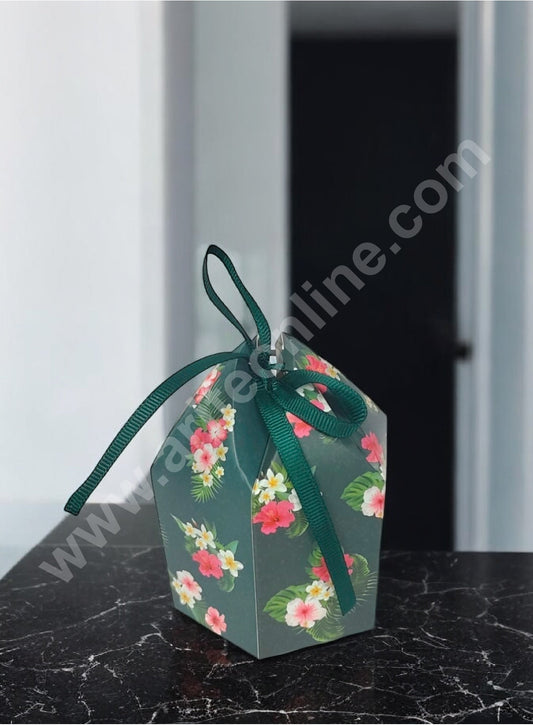 Goodie Bag For Hampers | Chocolate Box Hamper Box 10 Pcs Pack - Green Floral Print SBGB-72-G  (MOQ 10 PACK)