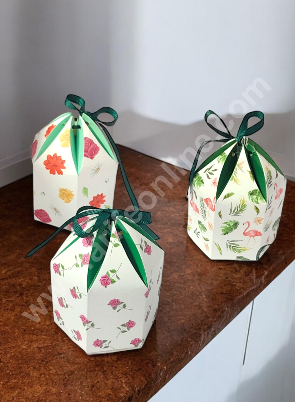 Goodie Bag For Hampers | Chocolate Box Hamper Box 10 Pcs Pack - White Random Floral Print SBGB-72-W (MOQ 10 PACK)