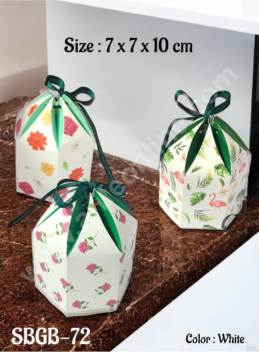 Goodie Bag For Hampers | Chocolate Box Hamper Box 10 Pcs Pack - White Random Floral Print SBGB-72-W (MOQ 10 PACK)