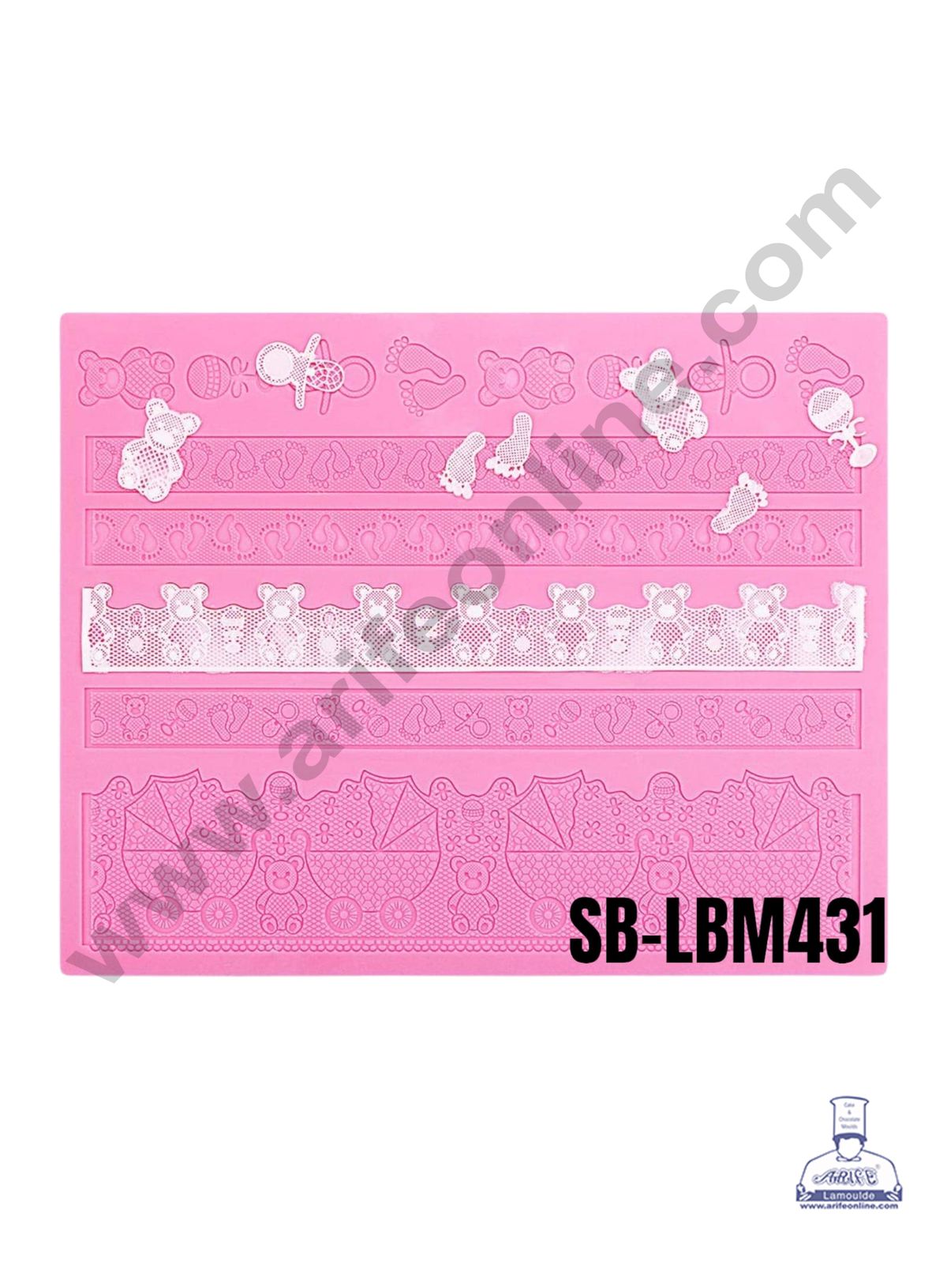 Silicone Adorable Baby Theme Cake Border Lace Mat Silicone Cake Fondant Lace Mat Baking Mat SBLBM-431  (MOQ 12 PCS) (RDD)