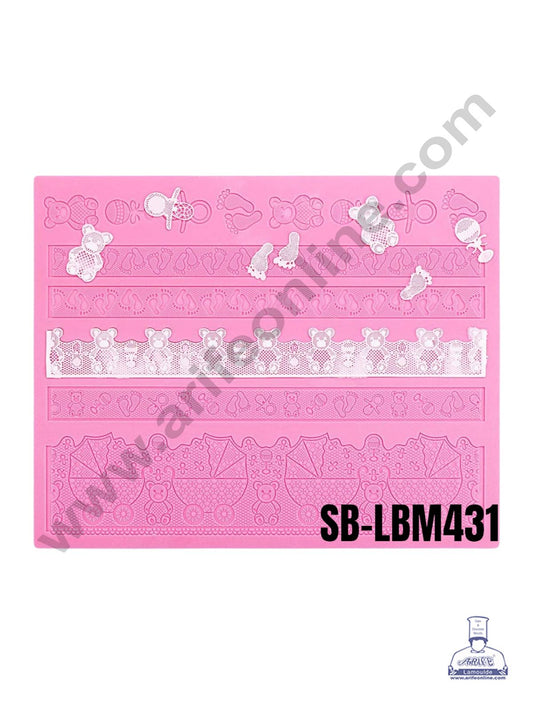 Silicone Adorable Baby Theme Cake Border Lace Mat Silicone Cake Fondant Lace Mat Baking Mat SBLBM-431  (MOQ 12 PCS) (RDD)