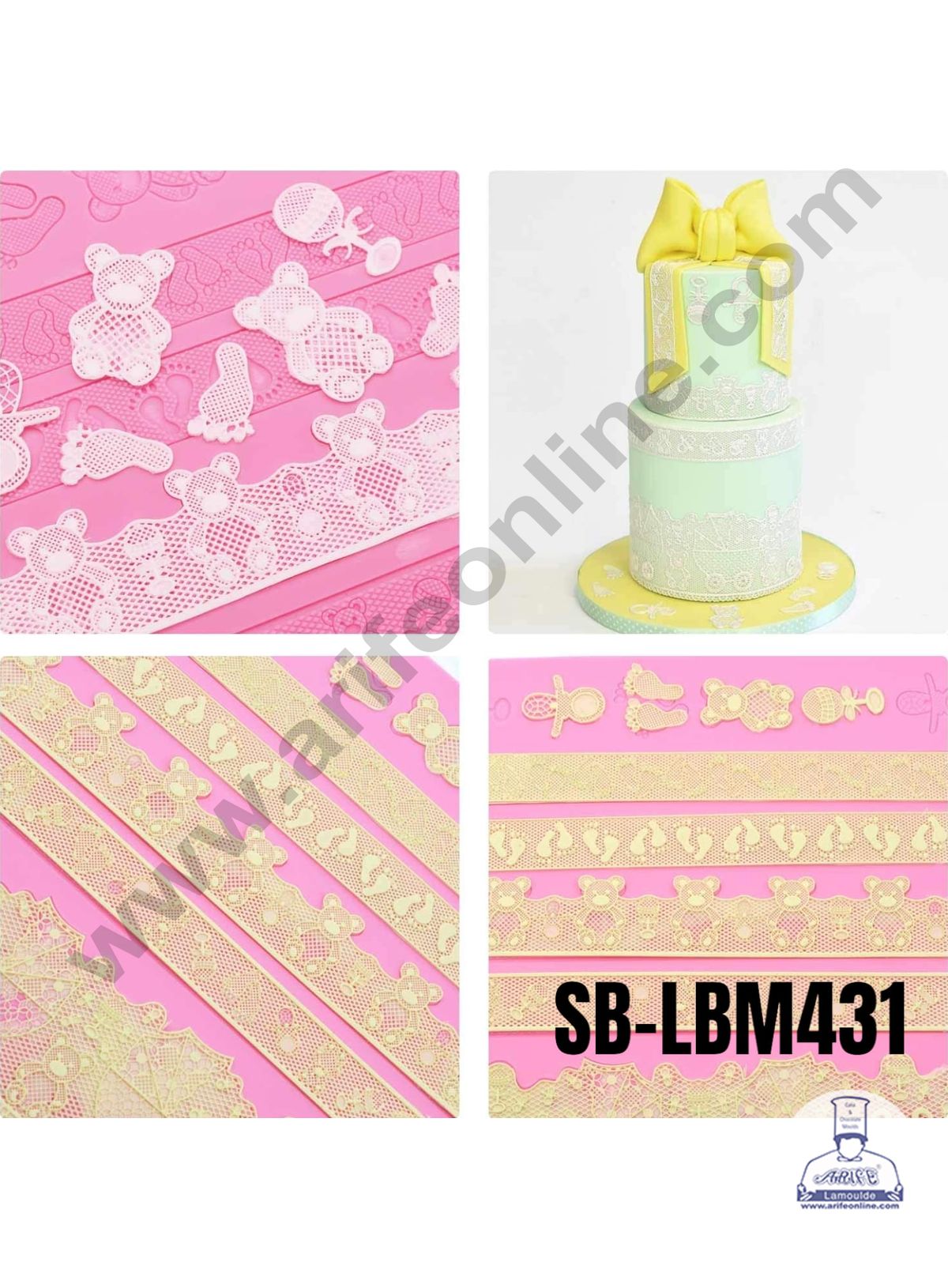 Silicone Adorable Baby Theme Cake Border Lace Mat Silicone Cake Fondant Lace Mat Baking Mat SBLBM-431  (MOQ 12 PCS) (RDD)