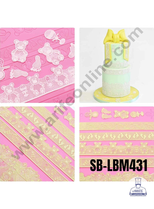 Silicone Adorable Baby Theme Cake Border Lace Mat Silicone Cake Fondant Lace Mat Baking Mat SBLBM-431  (MOQ 12 PCS) (RDD)