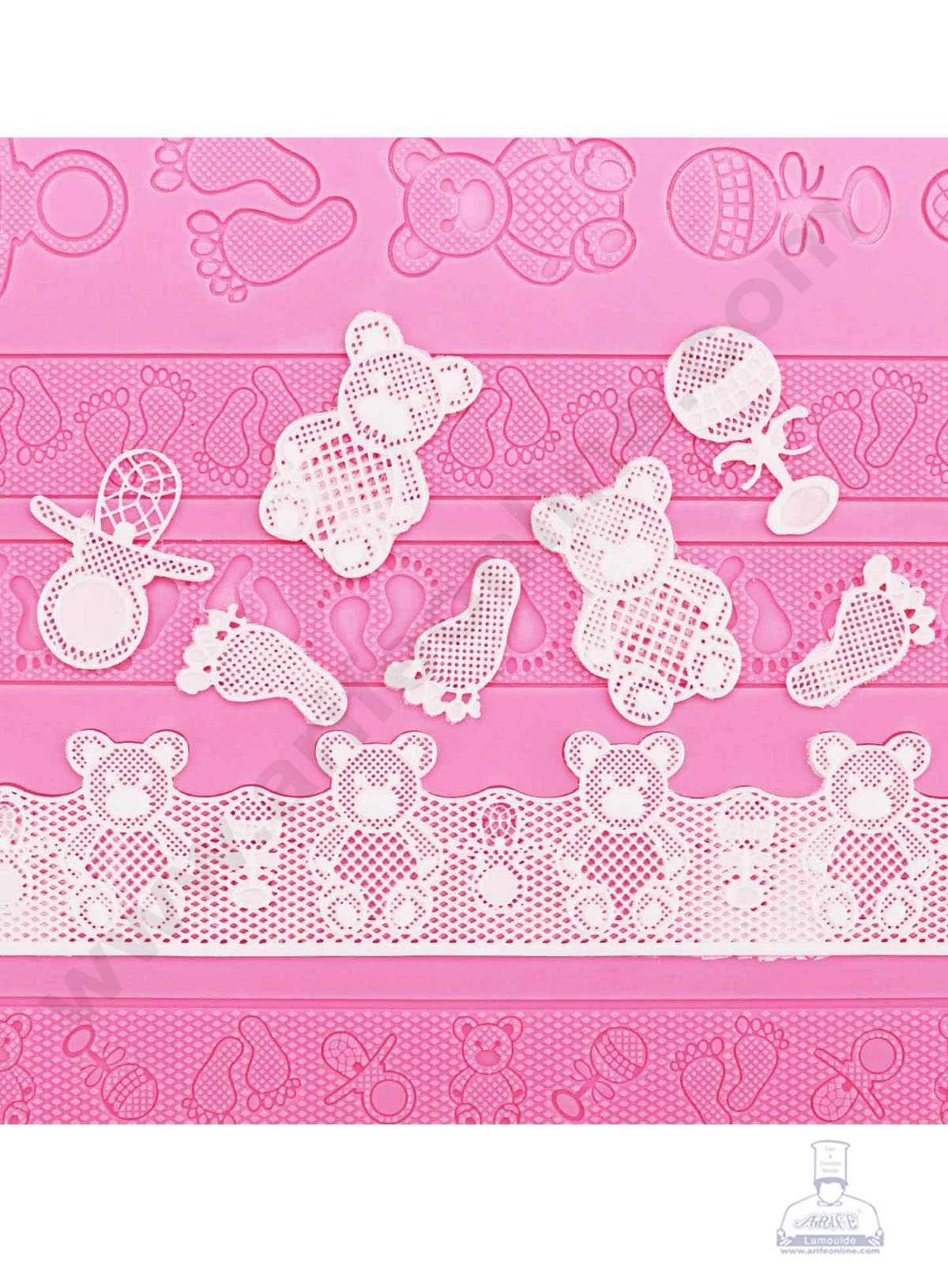 Silicone Adorable Baby Theme Cake Border Lace Mat Silicone Cake Fondant Lace Mat Baking Mat SBLBM-431  (MOQ 12 PCS) (RDD)