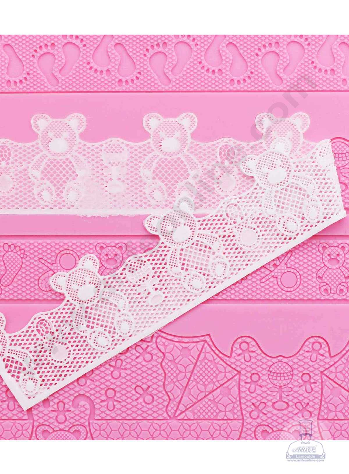 Silicone Adorable Baby Theme Cake Border Lace Mat Silicone Cake Fondant Lace Mat Baking Mat SBLBM-431  (MOQ 12 PCS) (RDD)