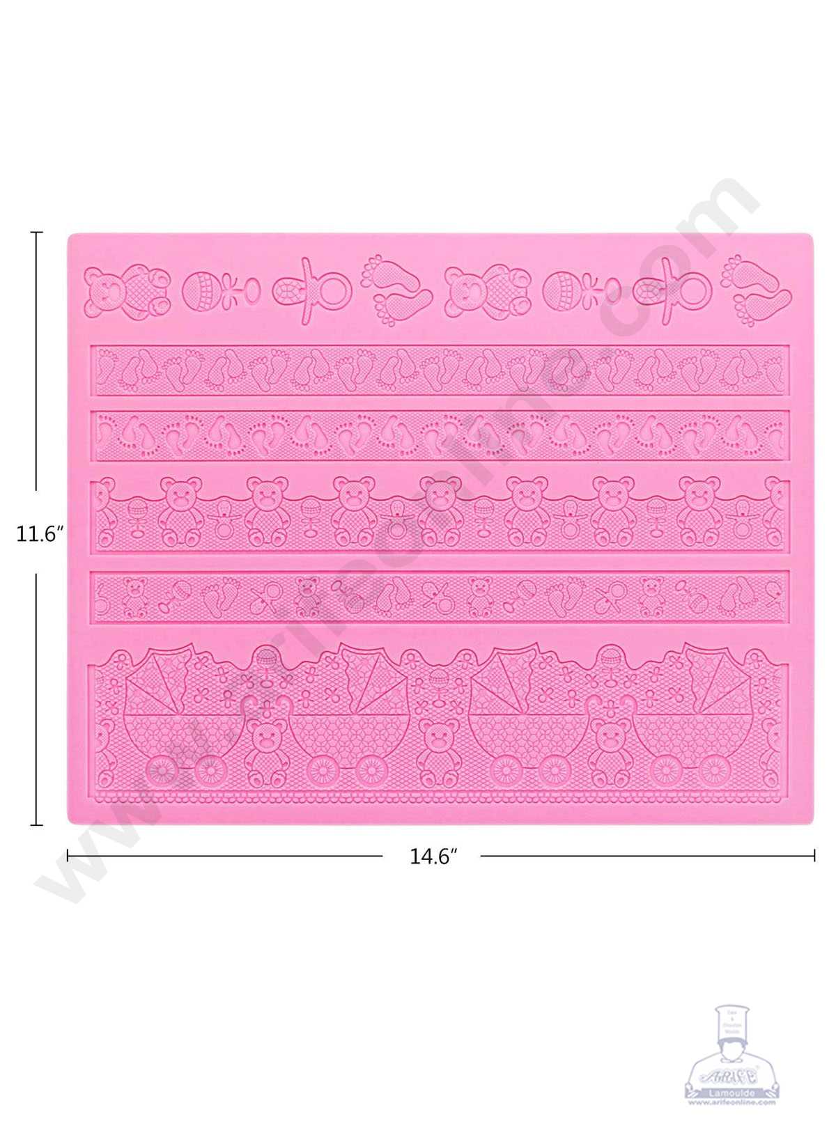 Silicone Adorable Baby Theme Cake Border Lace Mat Silicone Cake Fondant Lace Mat Baking Mat SBLBM-431  (MOQ 12 PCS) (RDD)