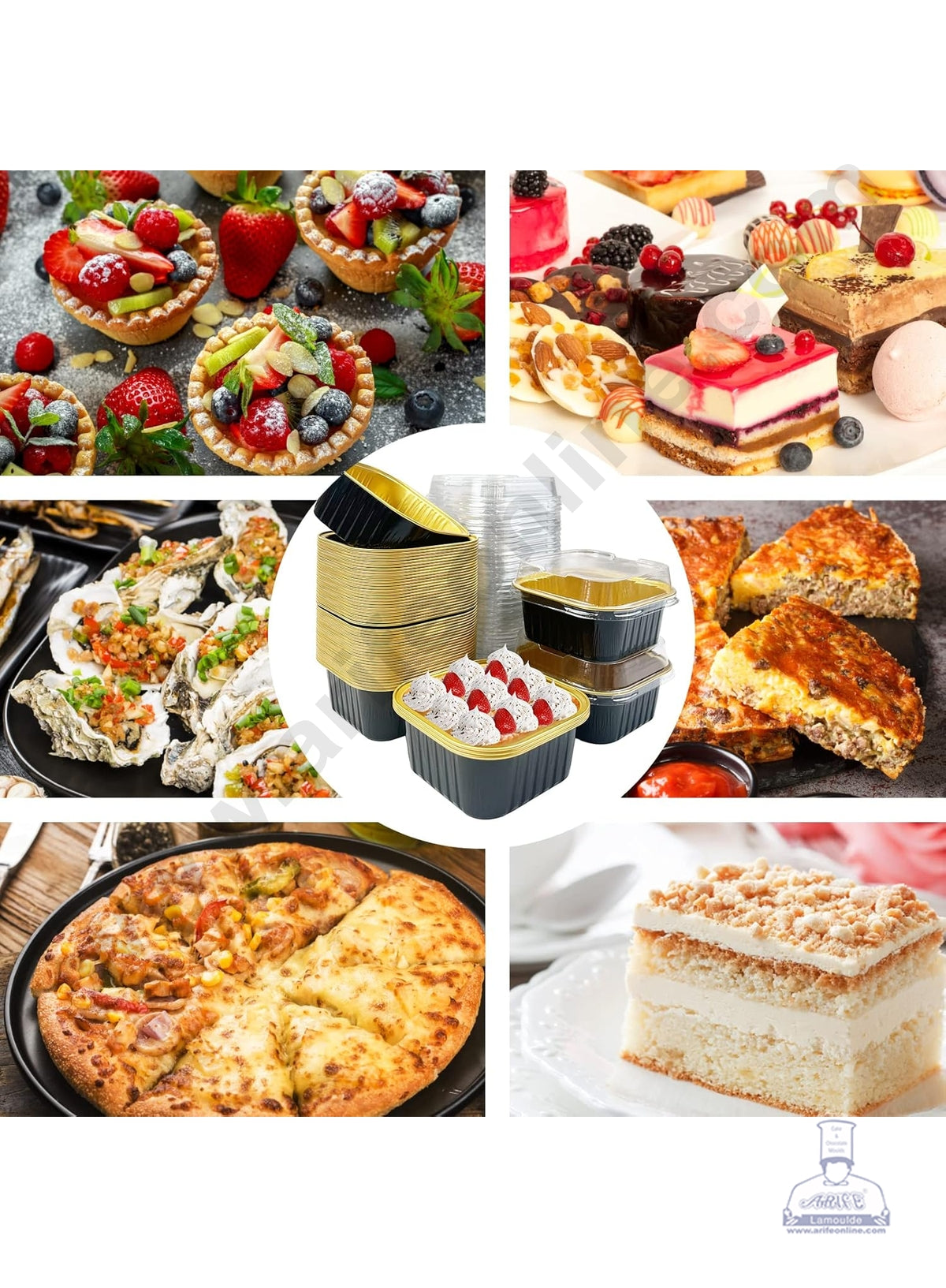 Square Atom Aluminium Cup Tin Foil With Lid Bake & Serve Cup| Aluminium Containers | Non-Stick Foil Baking Cups - 2000 Pcs per cartoon (MOQ 1 CRTN) (O)