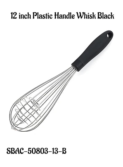12 inch Stainless Steel Balloon Whisk | Plastic Hand Blender Egg Beater for Whisking & Baking (SBAC-50803-13-B)  (OD)