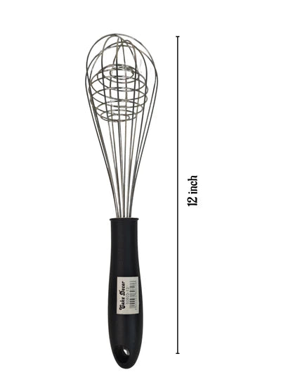12 inch Stainless Steel Balloon Whisk | Plastic Hand Blender Egg Beater for Whisking & Baking (SBAC-50803-13-B)  (OD)