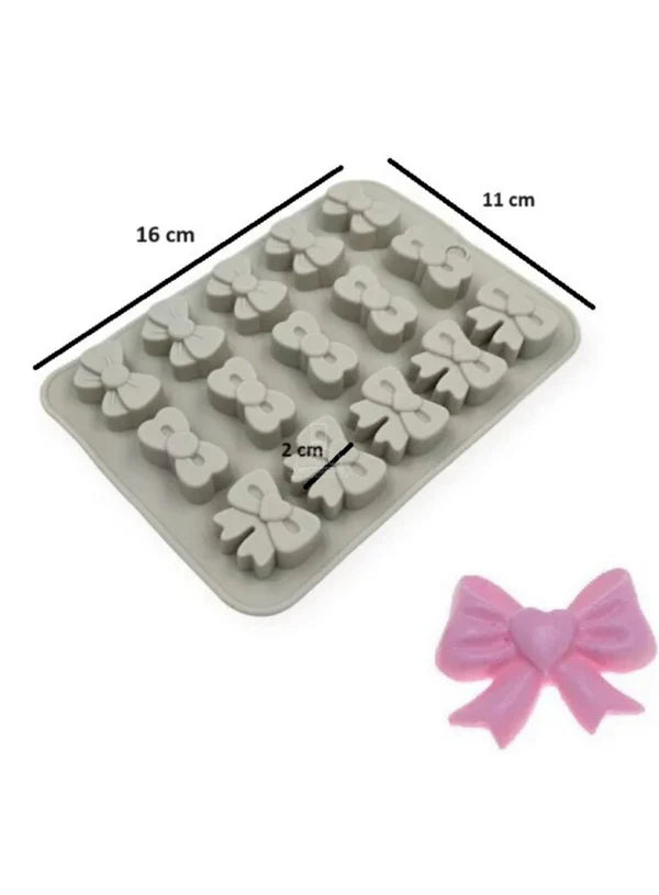 15-Cavity Assorted Bow Silicone Chocolate Mold - D0867 (MOQ 12 PCS) (ID)