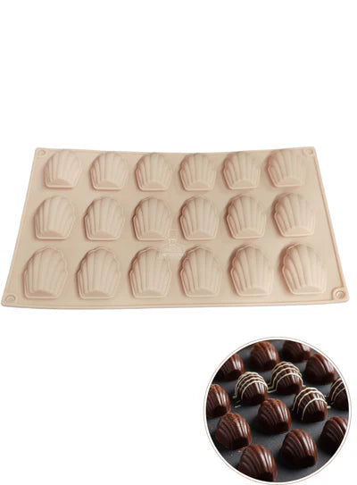 18-Cavity Silicone Madeleine Chocolate Mold (Shell Shape) SBSM-G368 (MOQ 12 PCS) (ADDD)
