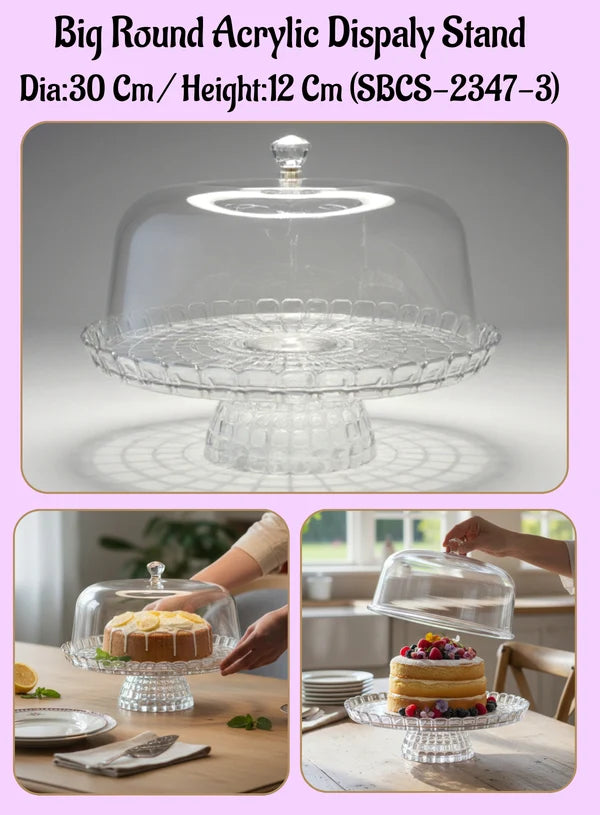 1 Pcs Big Round Acrylic Display Transparent Cake Stand (SBCS-2347-3) (MOQ 6 PCS)