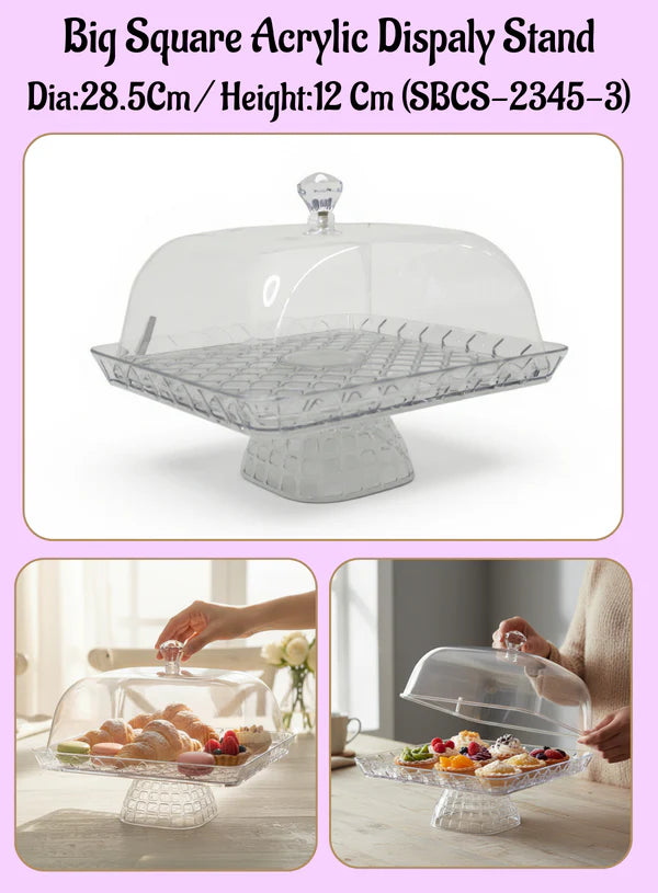 1 Pcs Big Square Acrylic Display Transparent Cake Stand (SBCS-2345-3) (MOQ 6 PCS)