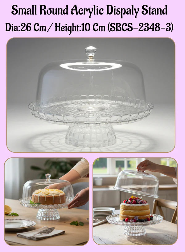 1 Pcs Small Round Acrylic Display Transparent Cake Stand (SBCS-2348-3) (MOQ6 PCS)