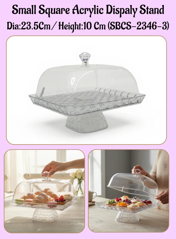 1 Pcs Small Square Acrylic Display Transparent Cake Stand (SBCS-2346-3) (MOQ 6 PCS)