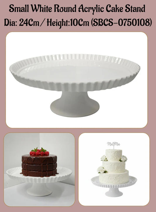 1 Pcs Small White Round Acrylic Cake Stand (SBCS-0750108) (MOQ 12 PCS)