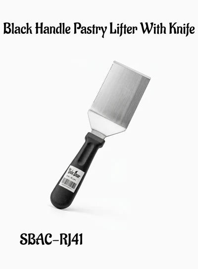 1 Piece Stainless Steel Black Handle Pastry Lifter With Knife | Cake Serving Tool | SBAC-RJ41 (OD)
