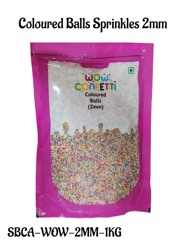 1 kg Wow Confetti Coloured Balls (2mm) Sprinkles (SBCA-WOW-2MM-1KG) (MOQ 12 PCS)