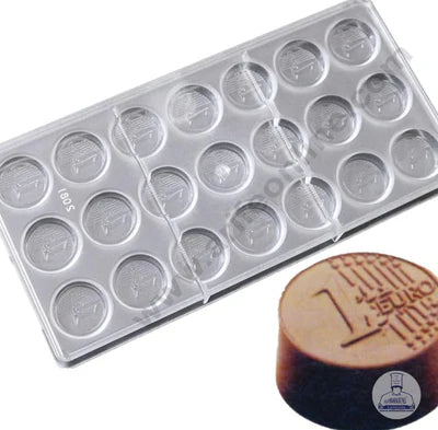 21 cavities Euro coin shape hard Polycarbonate chocolate fondant mould│SB-2081│ (MOQ 12 PCS) (RRD)