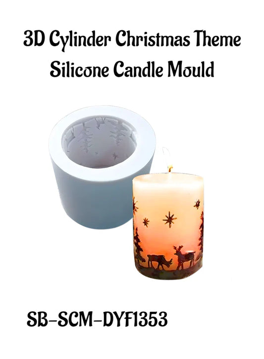 3D Cylinder Christmas Theme Silicone Candle Mould | Soap, Wax Mould | SB-SCM-DYF1353 (MOQ 12 PCS) (AMD)