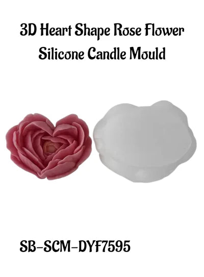 3D Heart Shape Rose Flower Silicone Candle Mould | Soap, Wax Mould | SB-SCM-DYF7595 (MOQ 12 PCS) (AID)