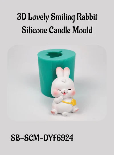3D Lovely Smiling Rabbit Silicone Candle Mould | Soap, Wax Mould | SB-SCM-DYF6924 (MOQ 12 PCS) (ARD)
