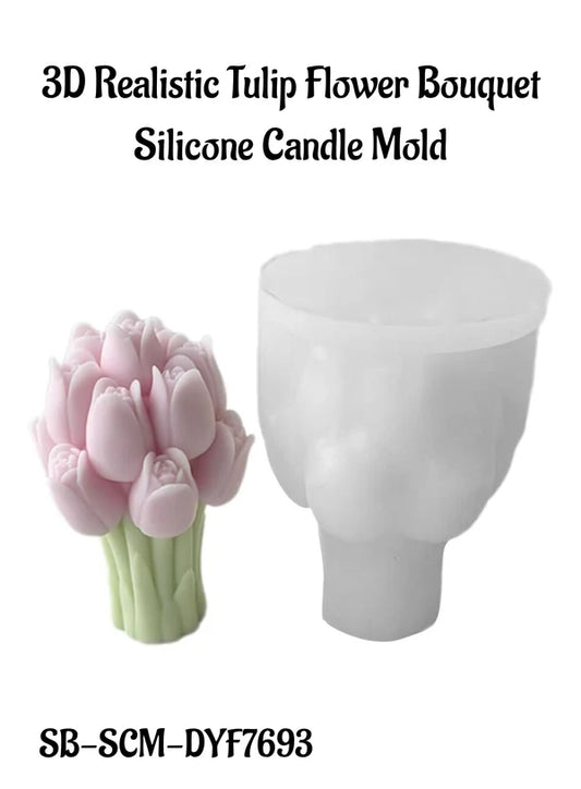 3D Realistic Tulip Flower Bouquet Silicone Candle Mold│SB-SCM-DYF7693│(MOQ 12 PCS) (RDD)