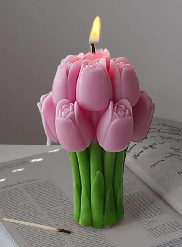 3D Realistic Tulip Flower Bouquet Silicone Candle Mold│SB-SCM-DYF7693│(MOQ 12 PCS) (RDD)